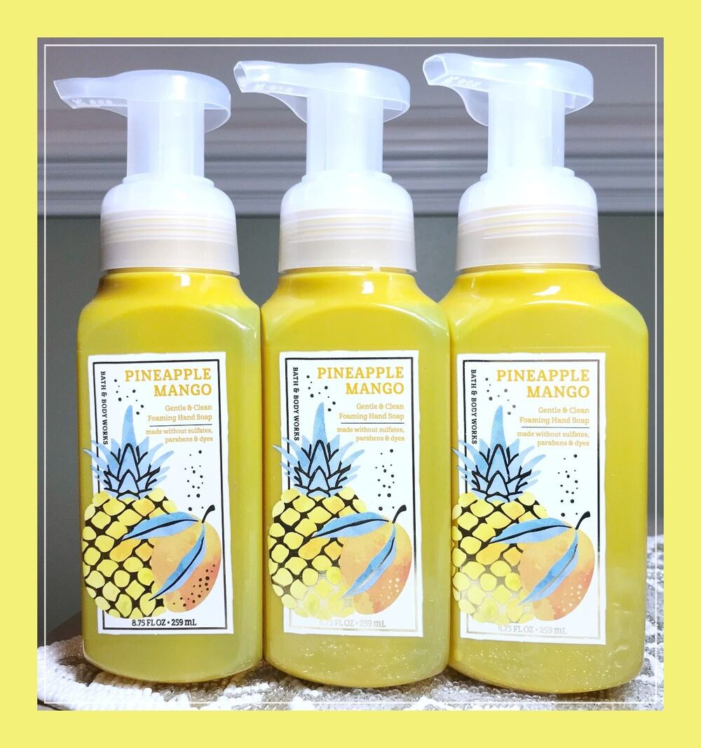 Bath & Body Works Pineapple Mango 8.75oz Gentle Clean Foaming Hand Soap x3